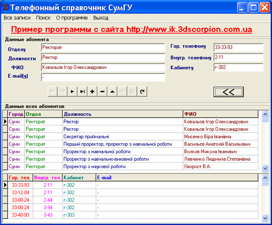 Телефонный справочник СумГУ